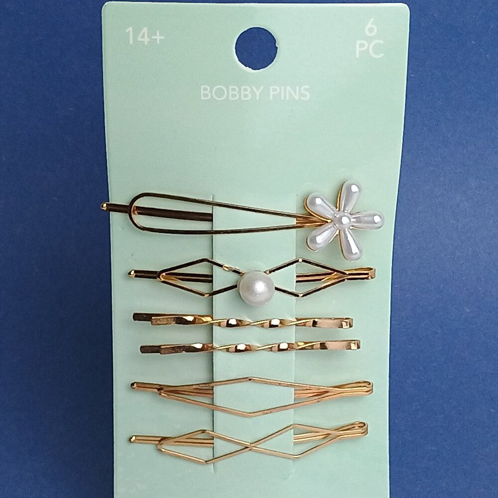 Fashion Hairpin 6Pc  Bobby Pin Gold Tone